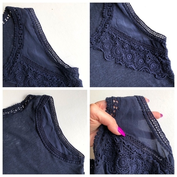 J. Crew Lace Trim Linen Tank Top - Picture 7 of 7